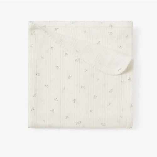 White Floral Organic Cotton Pointelle Baby Blanket