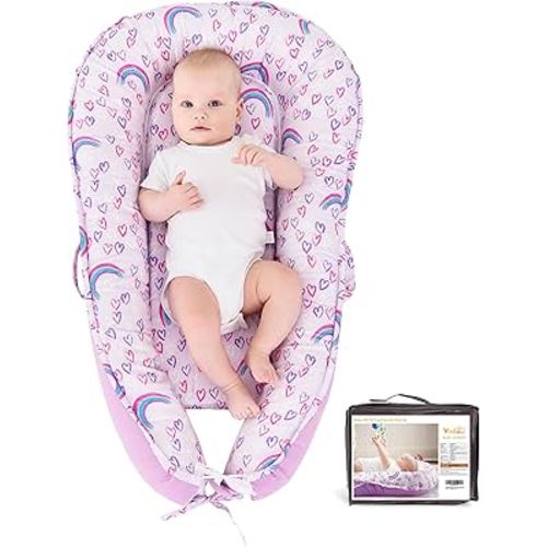 Viviland Baby Lounger for Newborn, Soft Breathable Snuggle Me Lounger Fits 0-24 Months Newborn Infant, Rainbow