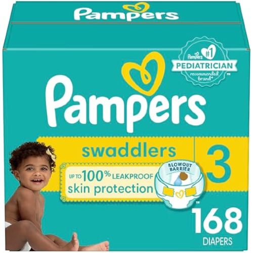 Pampers Baby Diapers - Swaddlers - Size 3, 168 Count, Ultra Absorbent Disposable Infant Diaper