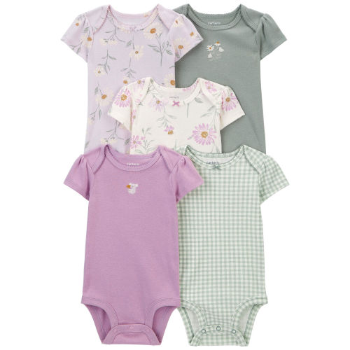 Baby 5-Pack Floral Short-Sleeve Bodysuits