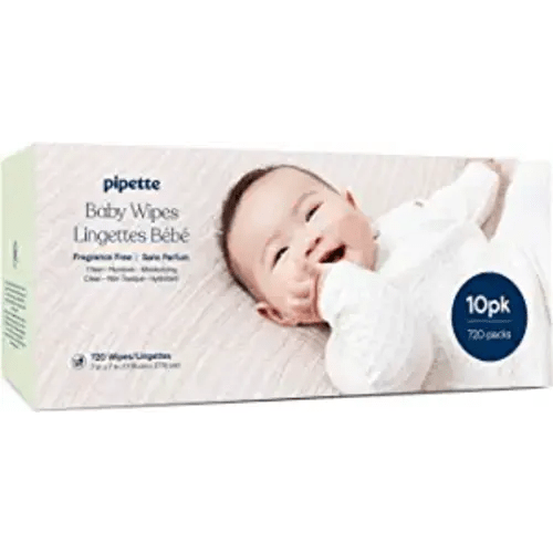 Pipette Baby Wipes | Natural Plant-Derived Fibers | Unscented, Water-Based & Alcohol-Free for Sensitive Skin | Newborn Essentials | 720 Count - 720 Count (Pack of 1)