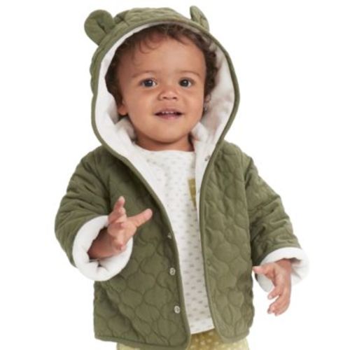 Baby Boys Quilted Micro-Fleece-Lined Hooded Jacket, Created for Macy's