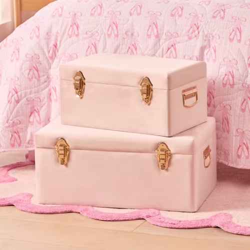 Adairs Kids - Pink Check Storage Trunk | Adairs