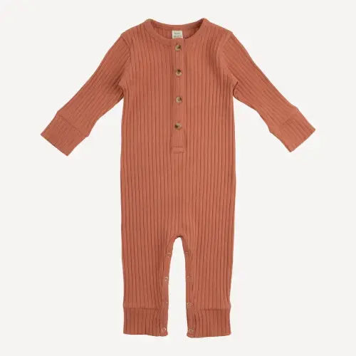 long sleeve sport union suit | copper | organic cotton wide rib
