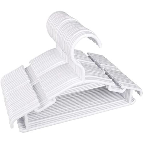GoodtoU 80pcs White Baby Clothes Hangers for Closet - 10.24" Bulk Small Kids Plastic Hangers for Mom Baby Childrens Infant Child Organzization Essentials