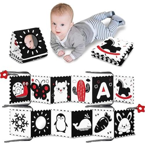 Black and White Baby Books High Contrast Baby Toys for Newborn 0-3 Months Tummy Time Toys, Visual Stimulation Montessori Sensory Infant Toy 0-6-12 Months for Boy Girl Shower Gift