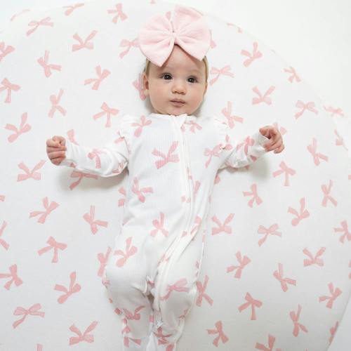 Pretty Bows - 2 Way Ruffle Sleeve Zipper Footie