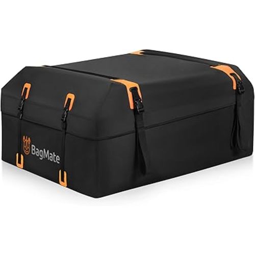 Car Roof Bag - Car Rooftop Cargo Carrier Bag – 19 Cubic Ft Waterproof Roof Rack Cargo Carrier, Includes Anti-Slip Mat, 4 Door Hooks, Reinforced Zipper/Buckle, with or Without Rack