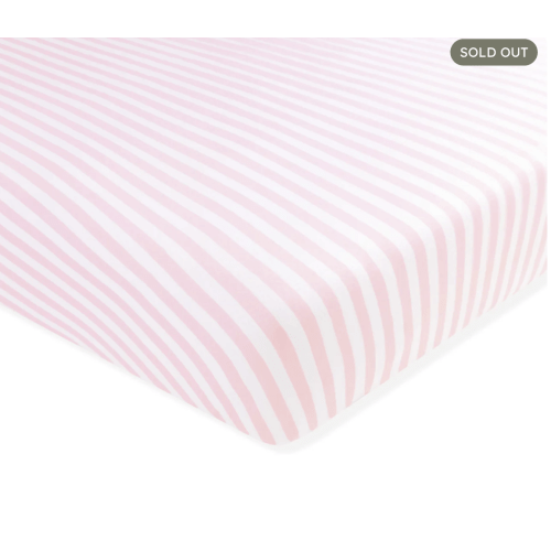 Mini crib sheet in small sakura stripe