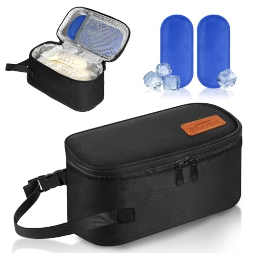 ZDJYCH Breast Milk Cooler Travel Bag,Portable Insulated Bag with 2 Ice Packs,Holds 5-7 Frozen Milk,Fits Narrow Breast Milk Storage Bags, Essential for Nursing Moms Travel/Daycare,Thickened Version