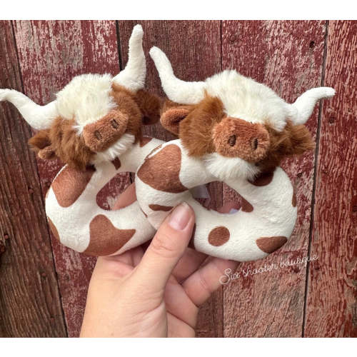 Longhorn cow baby rattle