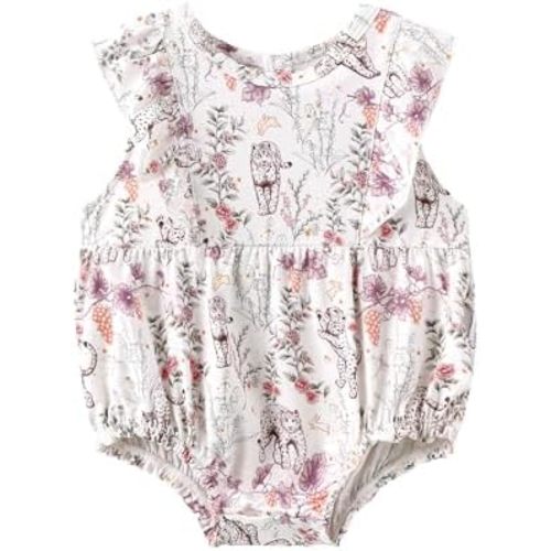 Baby Girls Short Sleeve Bodysuits Cute Infant Snap Outfits Viscose from Bamboo Toddlers Bodysuit
