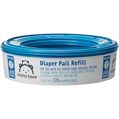Amazon Brand - Mama Bear Diaper Pail Refills for Genie Pails, Unscented, 270 Count (Pack of 1)