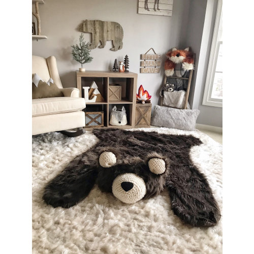 EXTRA LARGE Brown Grizzly Bear Rug / Woodland Forest Baby Nursery ClaraLoo