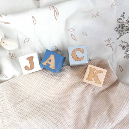 Baby Nursery Bookshelf Decor | Personalized Wooden Baby Name Blocks | Baby Photo Prop | Baby Shower Gift