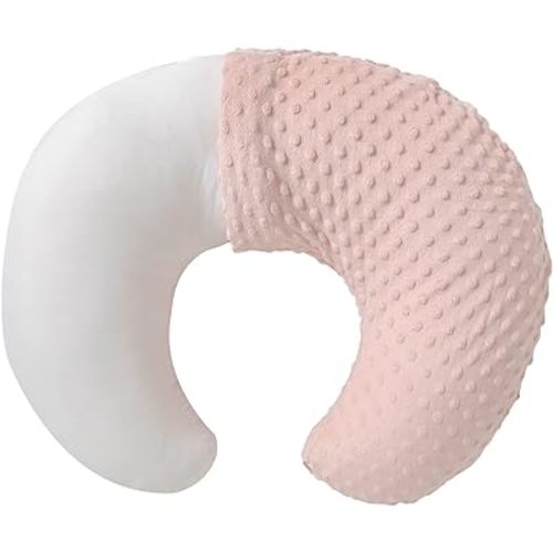 Nursing Pillow and Positioner with Cover for Breastfeeding and Bottle Feeding, Propping Baby, Tummy Time, Baby Sitting Support, Awake-Time Support (Light Pink, 22" x 17.7" x 5.9")