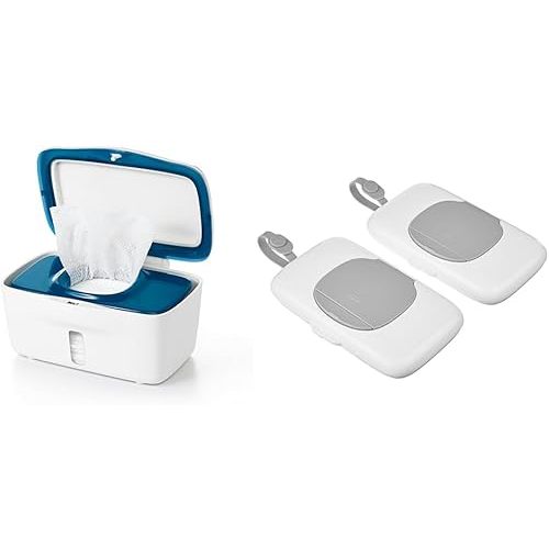 OXO Tot Perfect Pull Wipes Dispenser, Navy, 1 Count (Pack of 1) & Tot On The Go Wipes Dispenser - 2 P ack