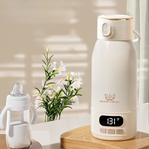 Blessed & Gifted Baby Bottle Warmer – 50% Fast Heating - Portable Travel Breastmilk Warmer and Formula Warmer - Safe, Even Heating - Up to 17oz - Ideal for On-The-Go Parents.
