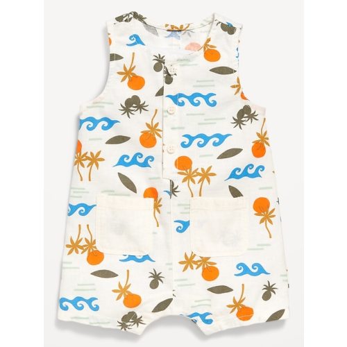 Sleeveless Linen-Blend Henley One-Piece Romper for Baby | Old Navy
