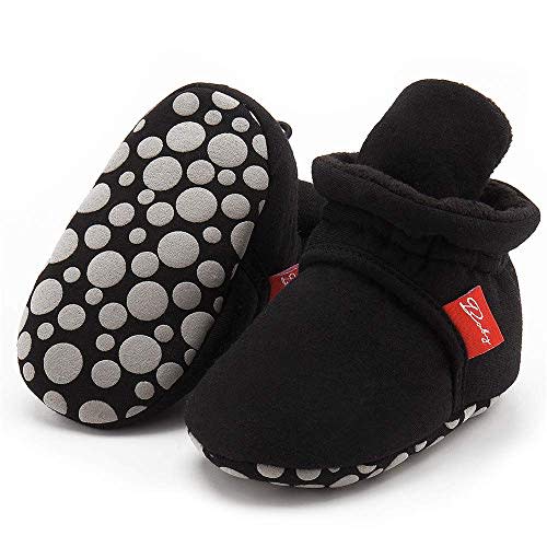 HsdsBebe Unisex Newborn Baby Cotton Booties Non-Slip Sole for Toddler Boys Girls Infant Winter Warm Fleece Cozy Socks Shoes