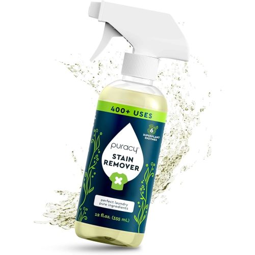 Puracy Stain Remover Spray, Natural Travel and Laundry Stain Cleaner for Clothes, Baby & Kids Stains, Oil & Fabric Spot Cleaner (Unscented, 12 oz)