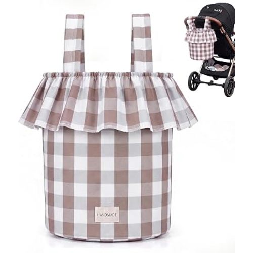 Abbylike Ruffle Stroller Bag with Removable Handles, Cotton Stroller Organizer with Waterproof Lined for Moms Baby Travel