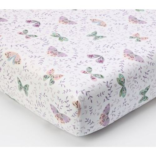 Organic Margot Butterfly Crib Fitted Sheet , Lavender Multi