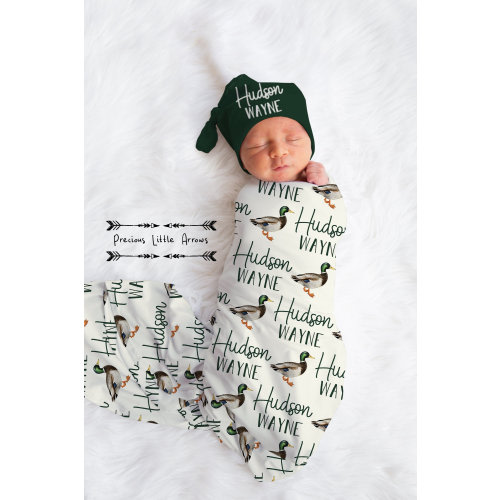 Personalized Duck Swaddle Blanket/ duck hunter baby blanket/ baby boy personalized gift/ hunting baby bedding/ hunting nursery decor