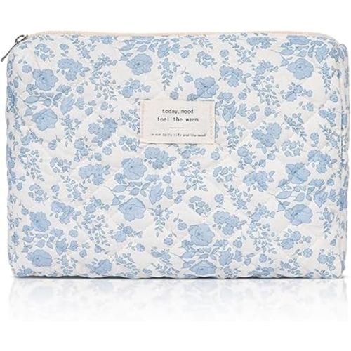 Makeup Pouch,Quilted Cosmetic Bags,Large Floral Make Up Organizer for Women