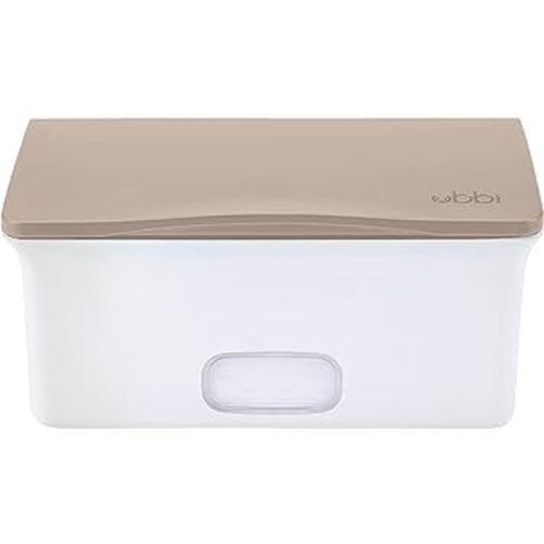 Ubbi Baby Wipes Dispenser with Weighted Plate and Secure Seal, Nursery and Baby Registry Essential to Keep Wipes Fresh, Taupe