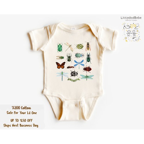 Retro Bugs Onesie, Cute Entomology Shirt for Toddlers, Future Entomologist Girls Shirts, Kids Shirts, Baby Girl Onesie
