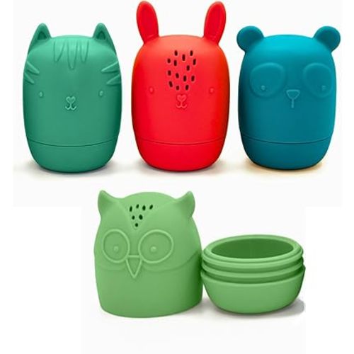 Mold Free Bath Toys - Silicone Bath Toys for Babies 6-12 Months - Non-Toxic Bathtub Toys for Toddlers 1-3 - Infant Bath Toys - No Mold Baby Bath Toys Gift - Woodland Creatures by Toy Appétit