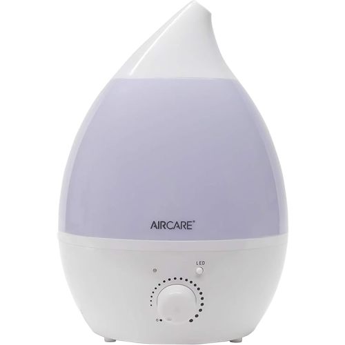 AIRCARE Aurora Ultrasonic Cool Mist Humidifier, Whisper-Quiet between 8-24 hours, Seven Color LED Night Light, Essential Oil Tray and Automatic Shut-Off for Baby, Nursery or Bedroom (White, 1 gal)