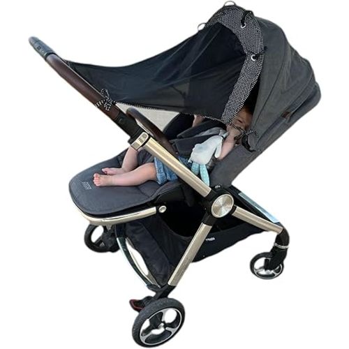 Stroller Sun Shade - Universal UV Protection Cover for Strollers Sunshade with See Through, Clip-On Sun Blocker, Sun Shield for Baby, Breathable Adjustable Fit, Full Coverage, Medium