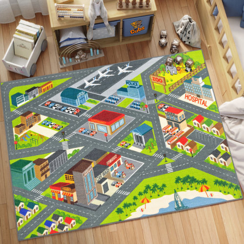 Zoomie Kids Kids Playmat Car Rug -Educational Car Rugs for Kids Road and Traffic Carpet Classroom Playroom Mat & Reviews | Wayfair