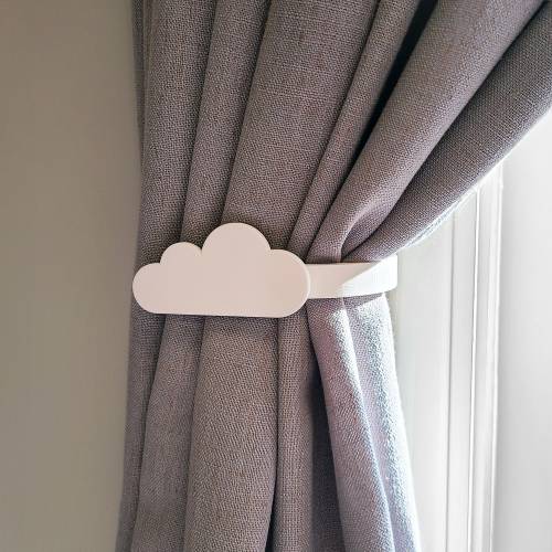 Replaceable Cloud Shape Curtain Holdbacks/Tiebacks 3D Printed Plastic (Set of left and right)
