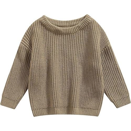 Karwuiio Baby Knit Sweater Round Neck Long Sleeve Pullover Sweatshirt Fall Winter Clothes