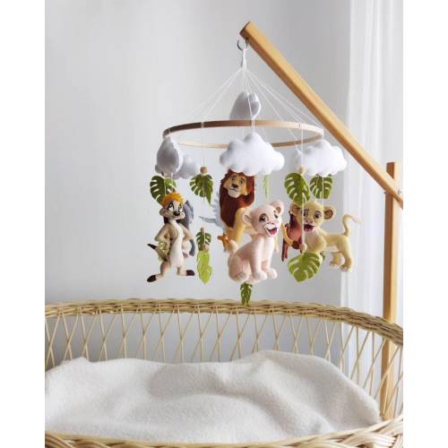Simba Disney Felt mobile. Cot baby mobile. Crib baby mobile. Nursery decor gift, baby shower gift, newborn boy gift, cartoon mobile lion king