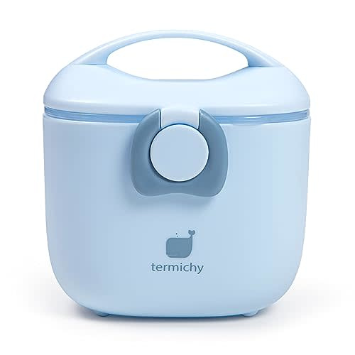 Termichy Baby Formula Dispenser, Portable Milk Powder Dispenser Container with Carry Handle and Scoop for Travel Outdoor Activities with Baby Infant, 8.8OZ, 0.55LB, 250g (Light Blue)