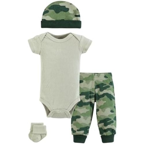Hudson Baby Unisex Thermal Preemie Layette Set 4pc Short Sleeve Outfit