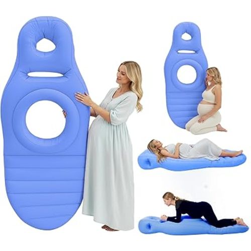 Inflatable Pregnancy Pillow, Pregnant Woman's Abdominal Hole Full Body Inflatable Bed Abdominal Mattress, Prone Pregnancy Pillow - Pregnant Woman's Swimming Pool Float (Blue)