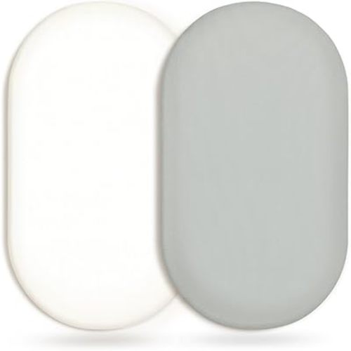 GRSSDER Stretchy Ultra Soft Fitted Bassinet Sheet 2 Pack, Universal Fit for Bassinets Baby Cradle Moses Basket Oval Rectangle Mattress Safe and Snug, Jersey Bassinet Sheets for Girls, White/Gray
