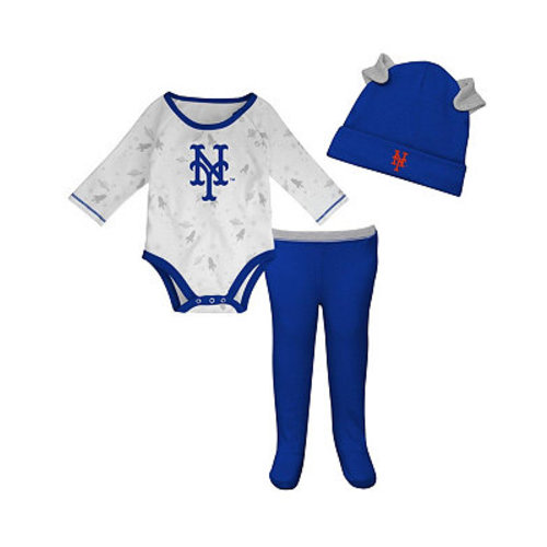 Newborn and Infant Boys and Girls Royal, White New York Mets Dream Team Bodysuit Hat and Footed Pants Set