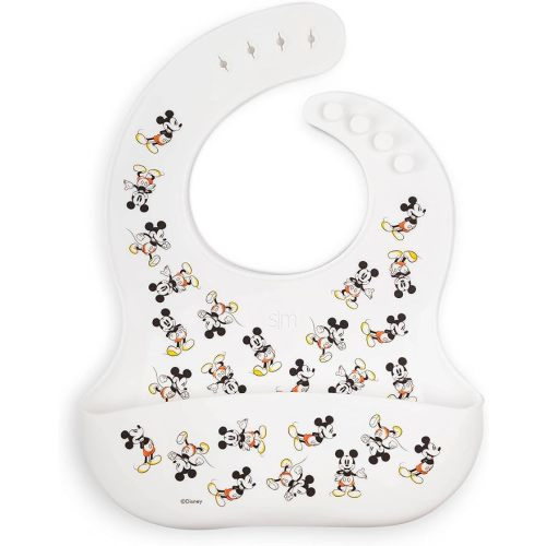Simple Modern Disney Silicone Bib for Babies, Toddlers | Lightweight Baby Bibs for Eating with Food Catcher Pocket | Soft Silicone with Adjustable Fit | Bennett Collection | Mickey Mouse Retro - Silicone Baby Bib - - Disney: Mickey Mouse Retro