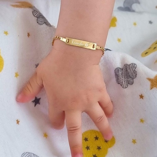 14K Solid Gold Baby ID Bracelet, Baby Name Bracelet, Personalized Baby Gold Bracelet, Custom Baby Jewelry, Baby Boy Bracelet, Baby Girl Gift