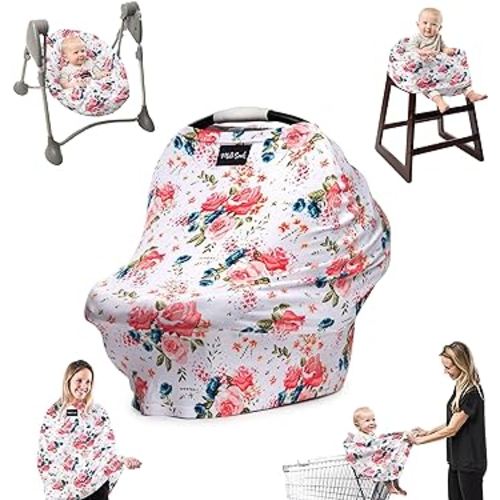 Milk Snob Original 5-in-1 Cover - Added Privacy for Breastfeeding, Baby Car Seat, Carrier, Stroller, High Chair, Shopping Cart, Lounger Canopy - Newborn Essentials, Nursing Top, French Floral