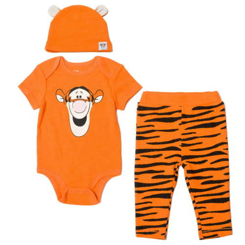 Disney Winnie the Pooh Tigger Infant Baby Boys or Girls Cosplay Bodysuit Pants and Hat 3 Piece Outfit Set Newborn to Infant
