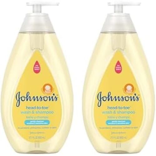 Johnson's Head-to-Toe Gentle Tear-Free Baby & Newborn Wash & Shampoo, Sulfate-, Paraben- Phthalate- & Dye-Free, Hypoallergenic Wash for Sensitive Skin & Hair, 27.1 fl. Oz (Pack of 2)
