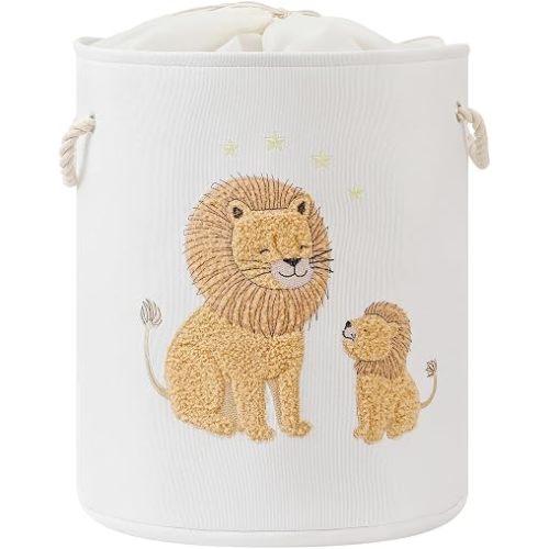 Kids Laundry Basket Baby Hamper for Nursery, 58L Large Dirty Clothes Hampers with Drawstring Closure, Jungle Theme Baby Basket, Stuffed Animal Storage Basket Laundry Hamper, Safari Nursery Decor, Lion