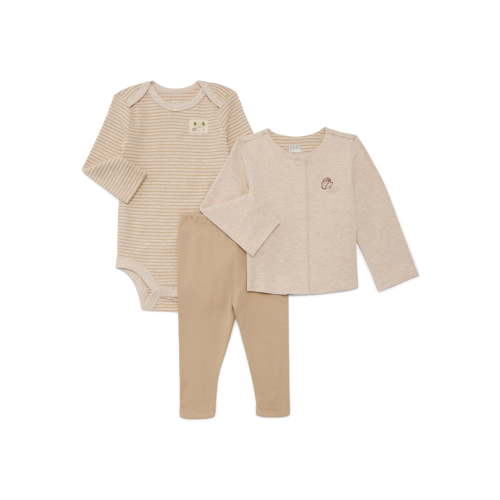 Bliss by Garanimals Baby Girls Jacket, Bodysuit and Leggings Set, 3-Piece, Sizes 0M-12M